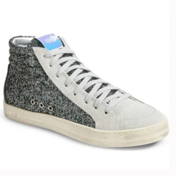 P448 Skate Glitter High Top Sneaker size EUR 42 suede side zipper - Picture 1 of 14